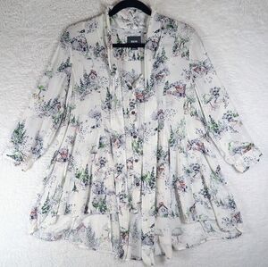 287-Maeve Cream and‎ Green Patterned Blouse